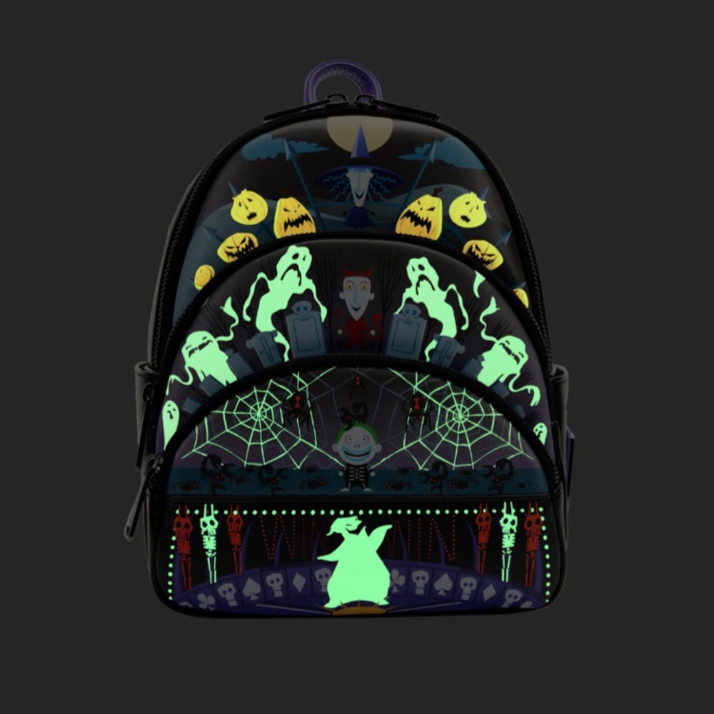 Loungefly The Nightmare Before Christmas Triple Pocket Mini Backpack and Wallet - Picture 3 of 9